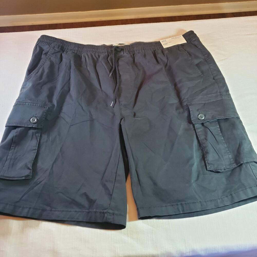 Arizona Jean Co Mens 2XLT Shorts Big & Tall Baggy Fit Flex Cargo Dark Grey
